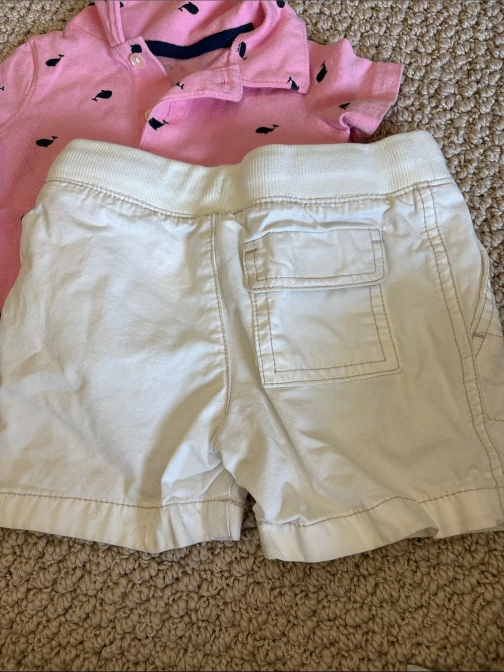 Baby Pink Polo Short with White Shorts 12 Months - Picture 3 of 6